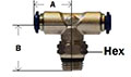 Nickel Plated Brass Push In Swivel Male Branch Tee Diagram